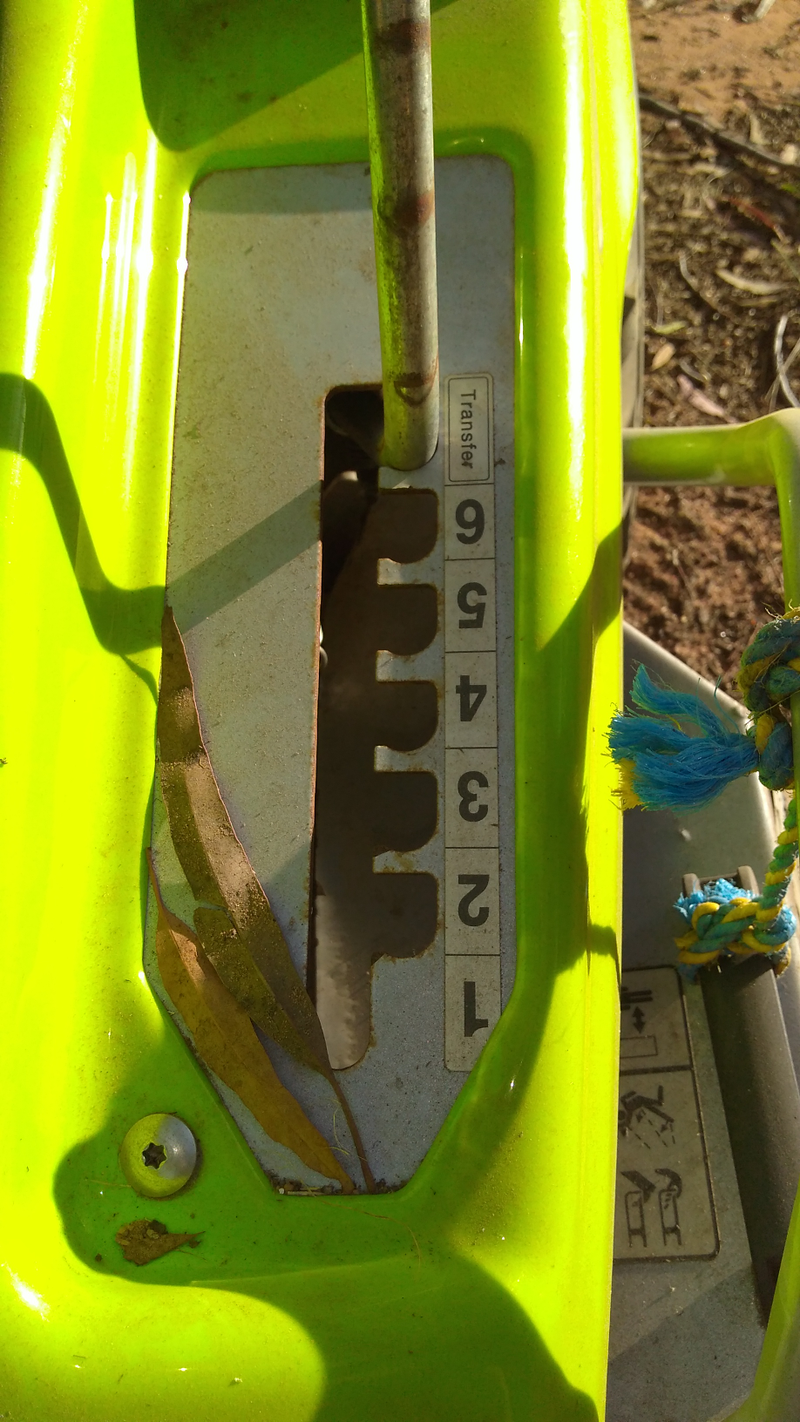 Deck height control. The gum leaves are used to ward off Drop Bears.